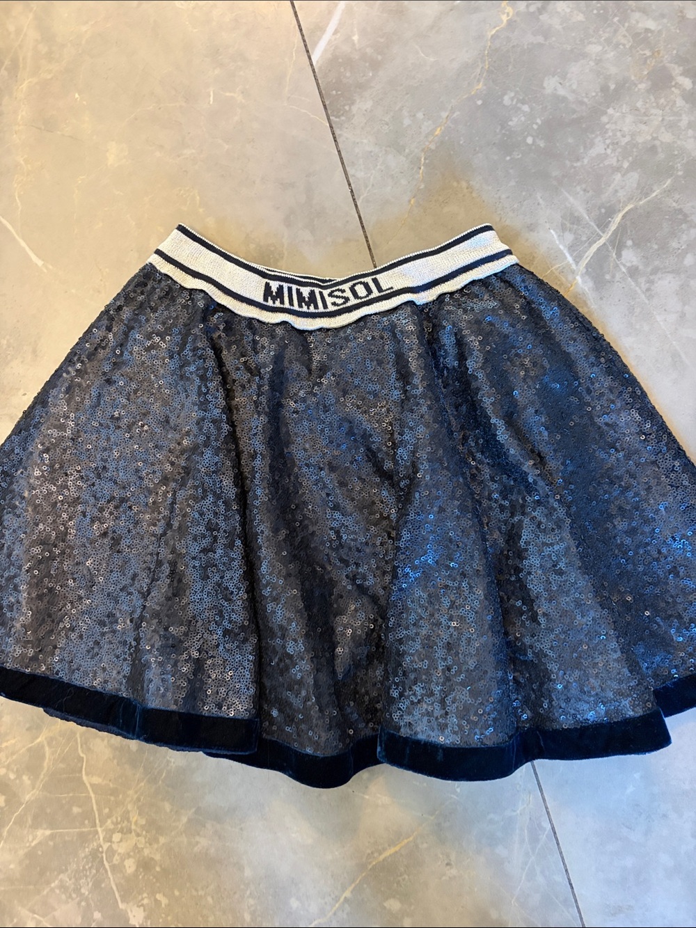 Girls' Navy Sequin Skirt